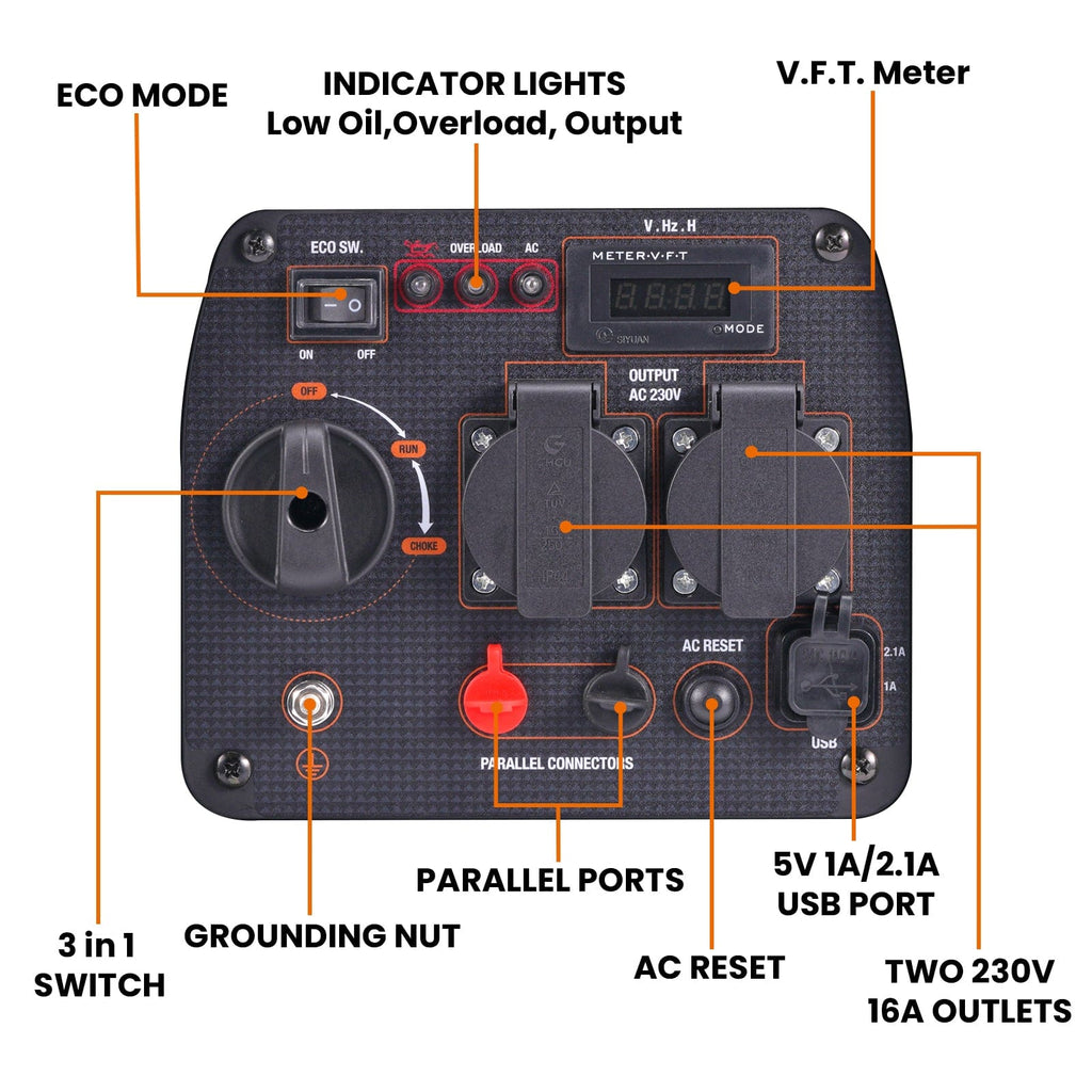 2300W Aggregaat Inverter Generator Benzine – Licht 18,5kg Draagbaar