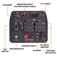 Laad de afbeelding in de galerijviewer, 2300W Aggregaat Inverter Generator Benzine – Licht 18,5kg Draagbaar