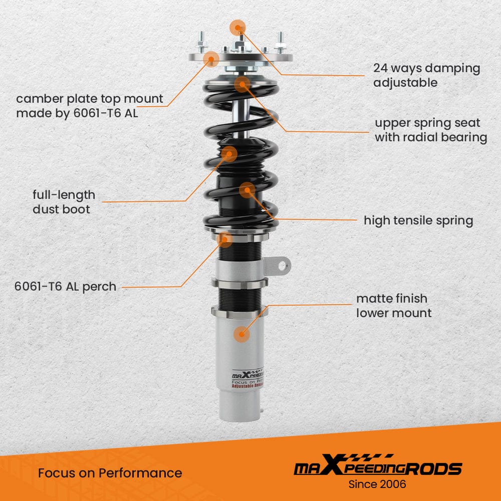 Verstelbare schroefset geschikt voor BMW 3 (E46) 4-door Sedan 1998-2005 suspension