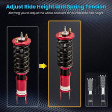 Laad de afbeelding in de galerijviewer, Schroefset suspension geschikt voor Honda Civic Hatchback EG year 91-95, damping verstelbare, red