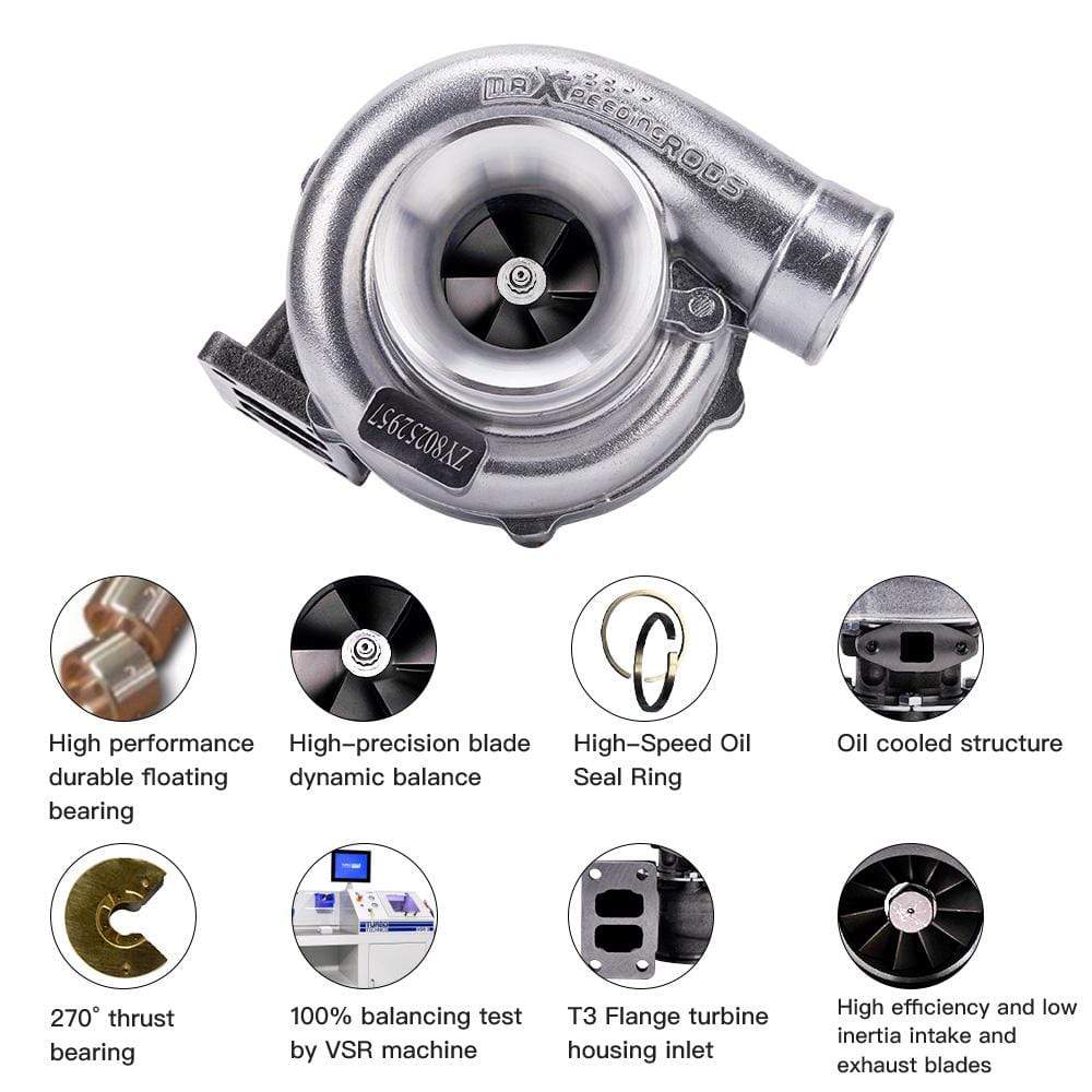 Universal T70 Turbo A/R 0.7 0.82 T3 V-band Flange geschikt voor Audi VW 1.8L-3.0L motoren