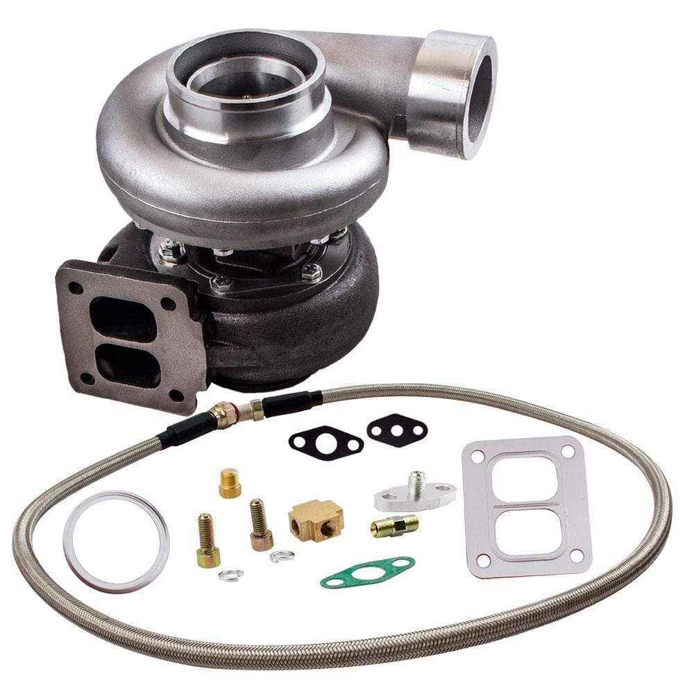 Voor GT45 Turbo T4 V-BAND 1.05 A/R 78Trim 600+ HP Boost + Olietoevoerleiding Kits