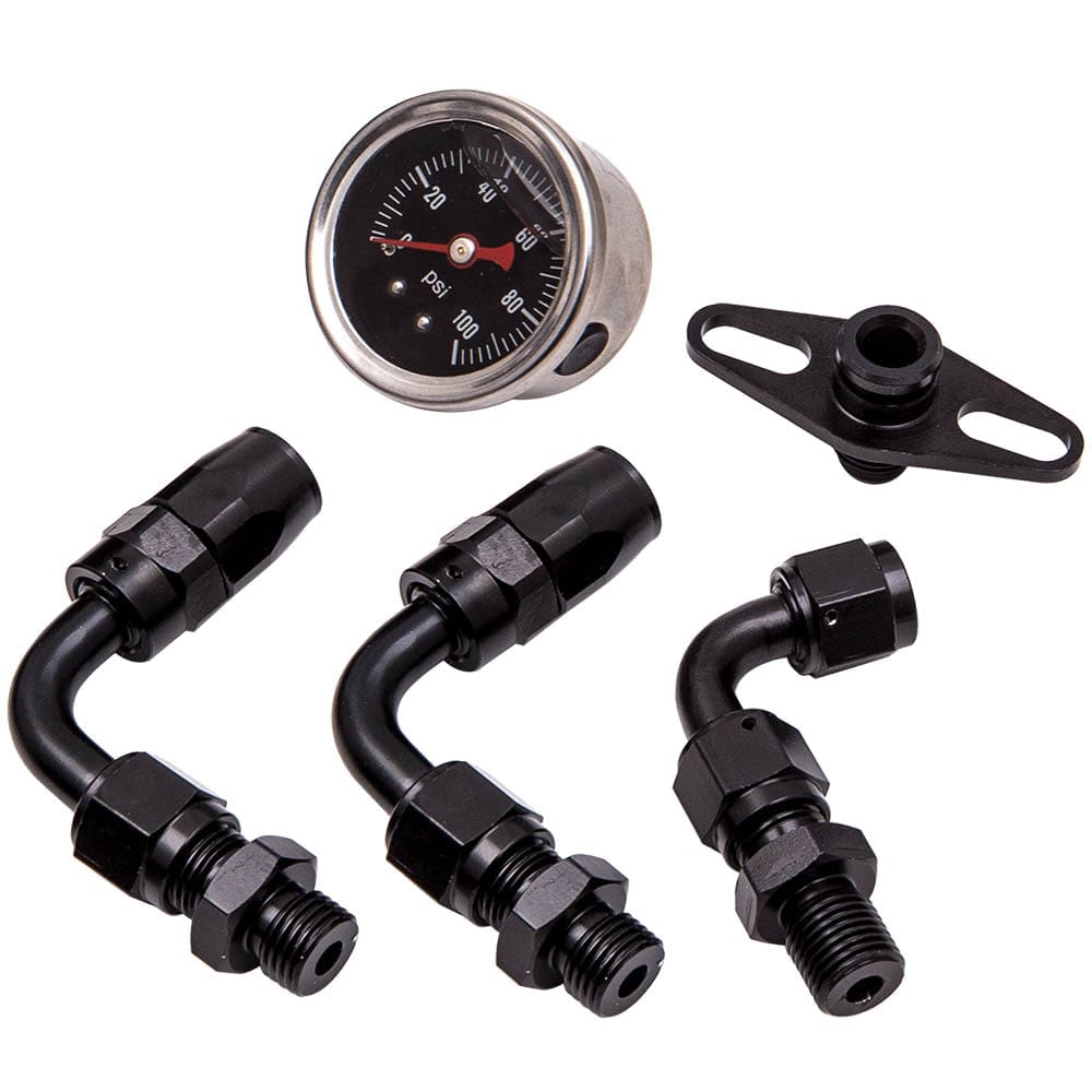 Verstelbare Brandstofdrukregelaar Kit -6AN Fitting End Aluminium Set