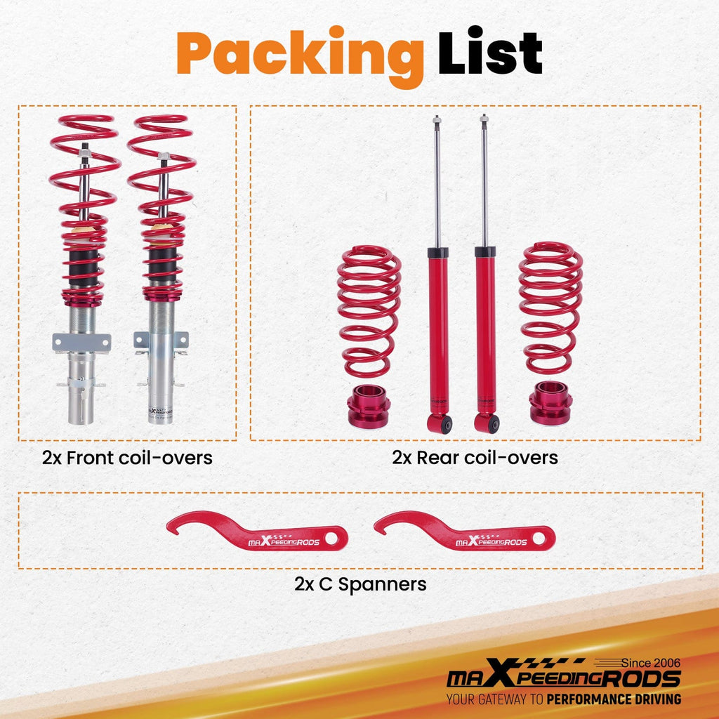 Schroefsets geschikt voor VW Polo 9N geschikt voor Seat Ibiza MK3 02-09 Verstelbare Suspension Verlaging Shock Kit