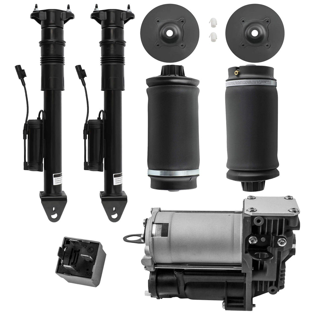 2x Schokdempers + 2x achter Luchtveer Bags met Compressor geschikt voor Mercedes M ML GL W164 X164