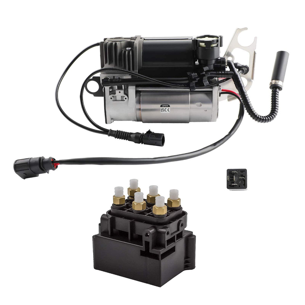 Luchtveringcompressor met niveauregeling + klep geschikt voor Audi Q7 4L 4L0698007C