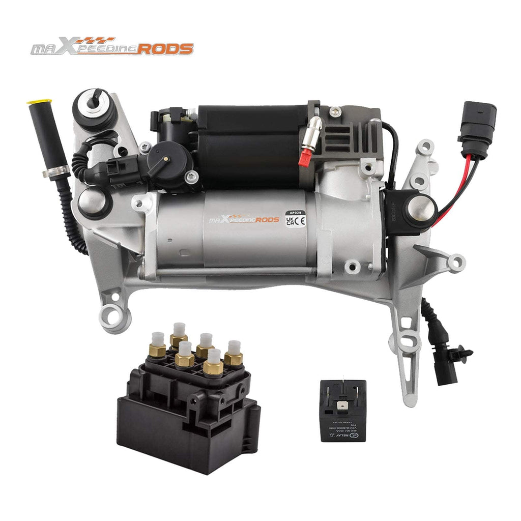 Compressor Luchtvering met Holder + Klep Block geschikt voor VW Touareg 7L 7L0616007
