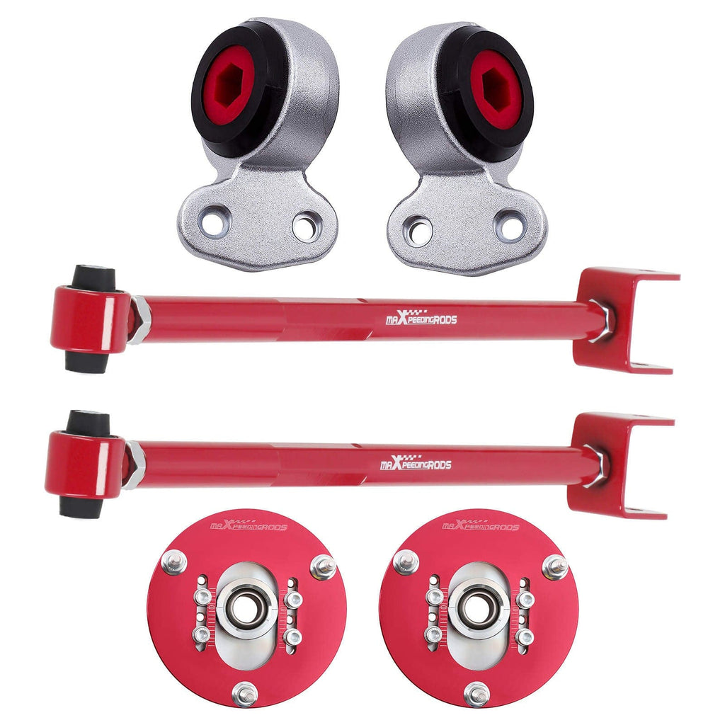 6 stuks Verstelbare Draagarmen + Camber Plates + Draagarm Bushings geschikt voor BMW E46