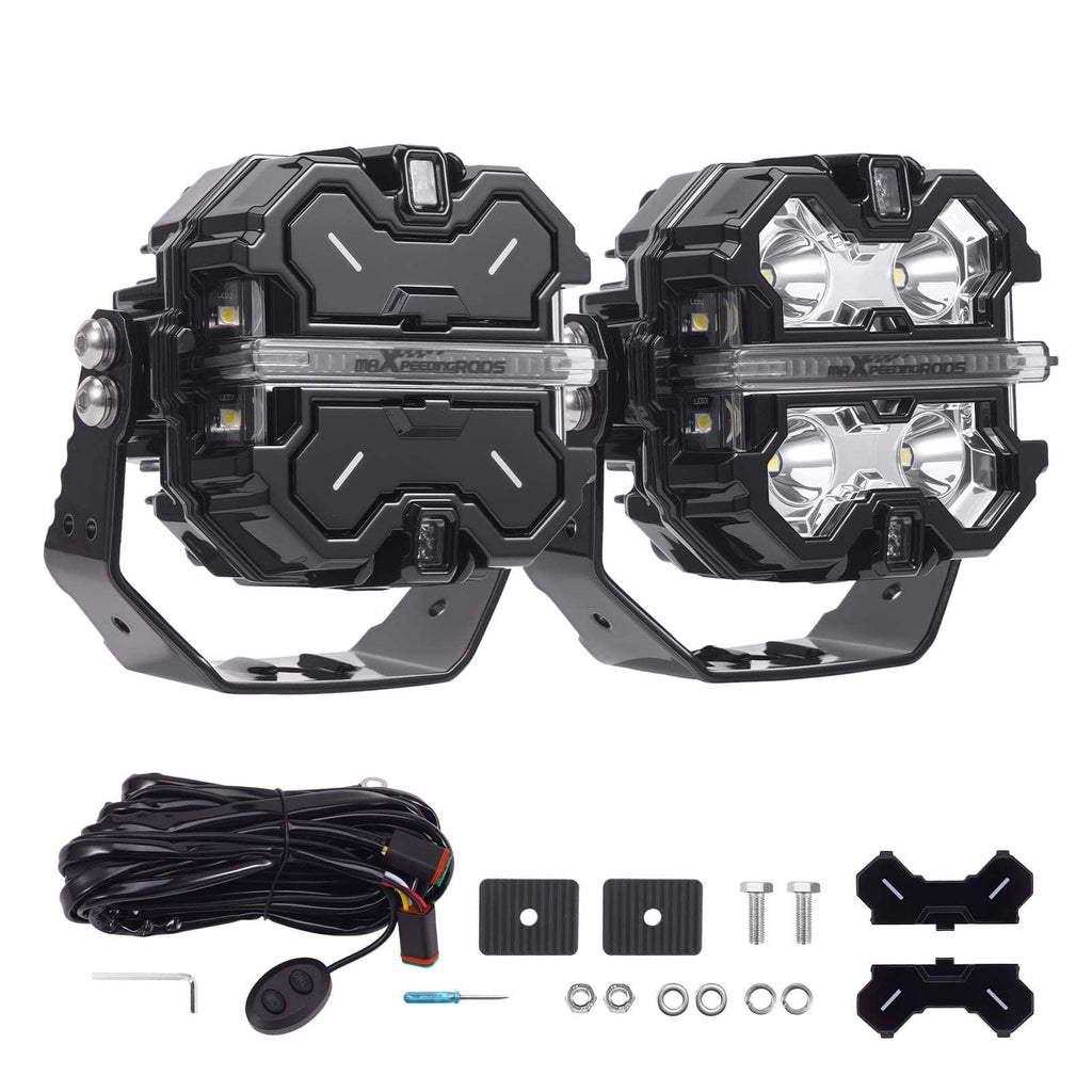 LED Auxiliary Lights 3.5" 160W Spot Beam Side Shooters DRL for Off Road