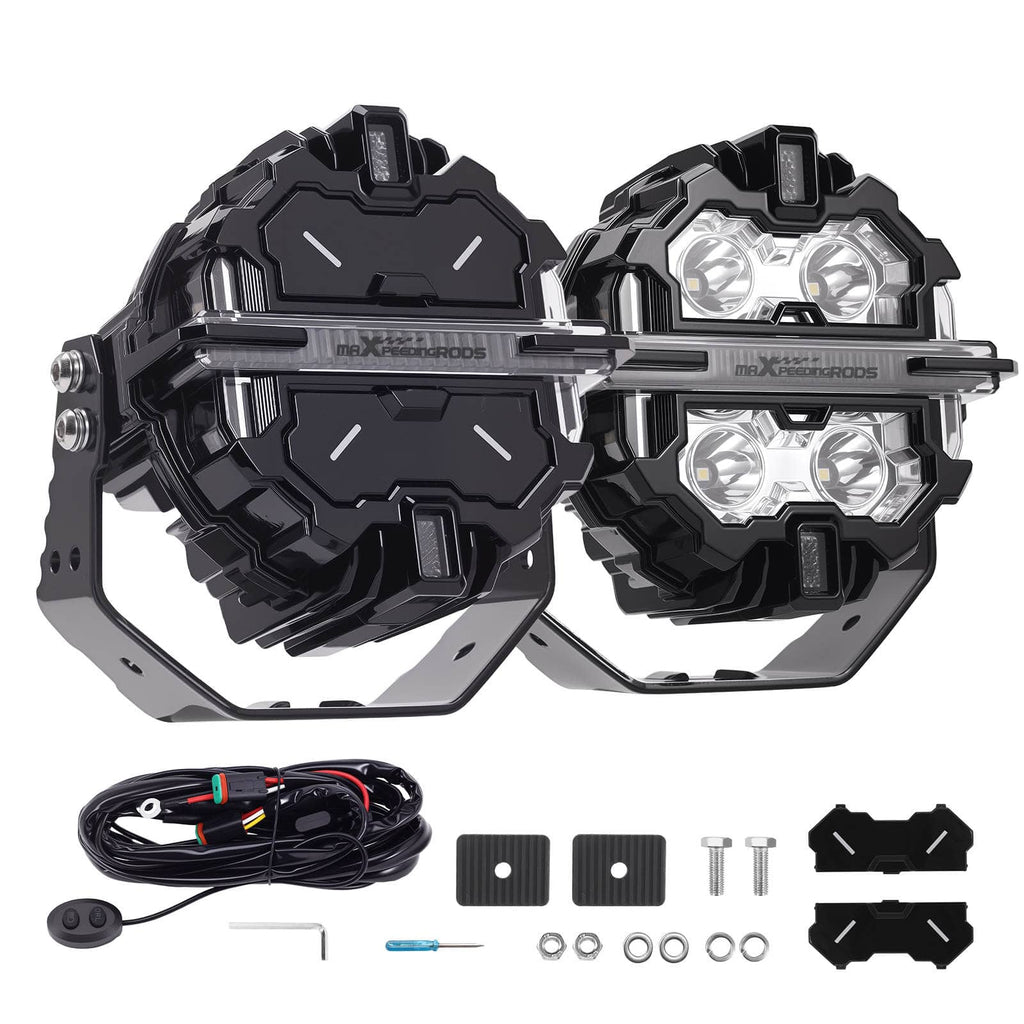 5 LED Auxiliary Lights 21360LM Spot+Side Light 270° Aluminum White/Amber