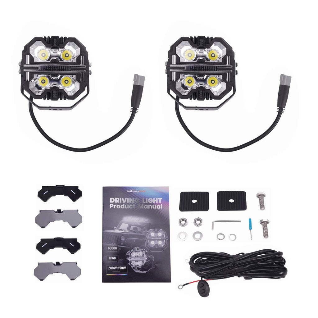 Quad LED Koplamp DRL Daytime Running Light 6000K voor Truck Offroad Aluminium IP68