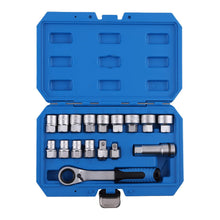 Load image into Gallery viewer, 17x Pass-Through Socket Set Ratchet Box for Mechanics 10-24mm Metric