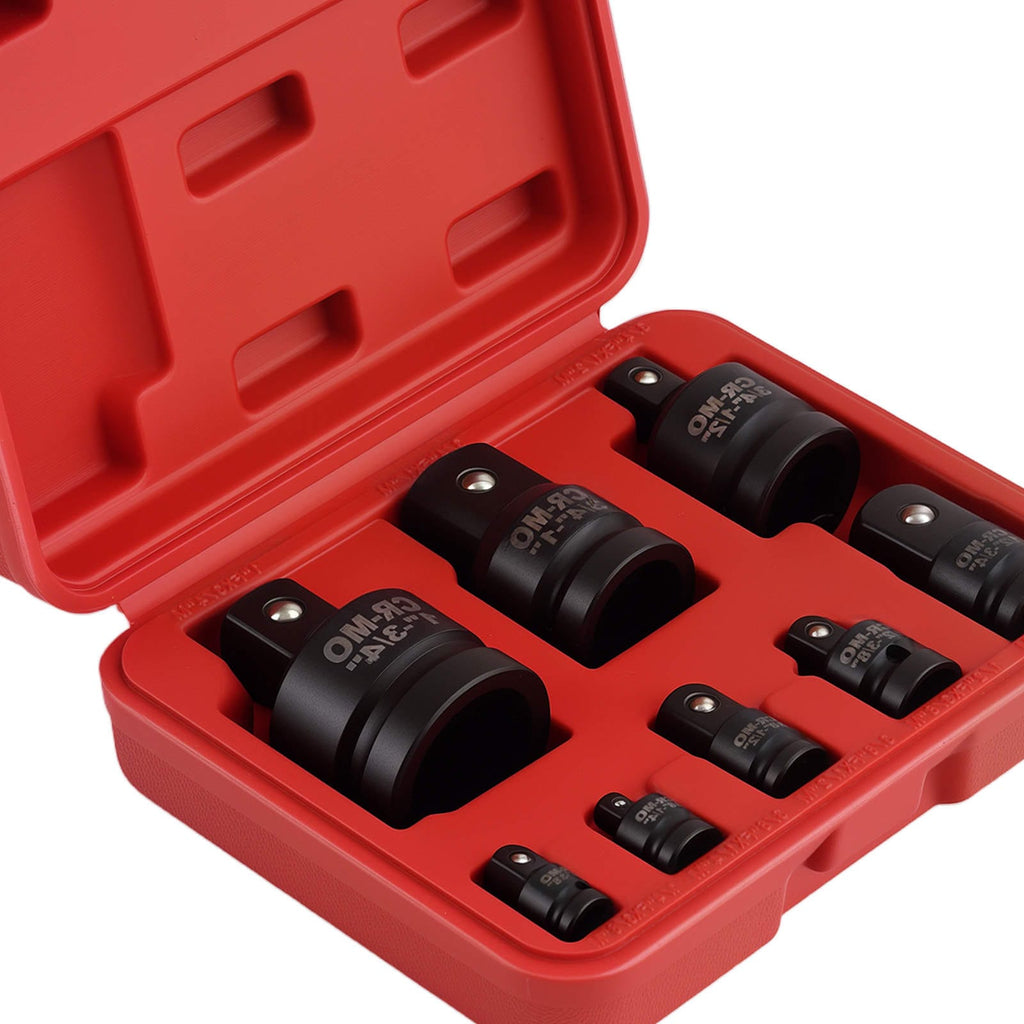 Impact Adapters 1/4 3/8 1/2 3/4 1 Cr-Mo Steel 8 Pieces With Case