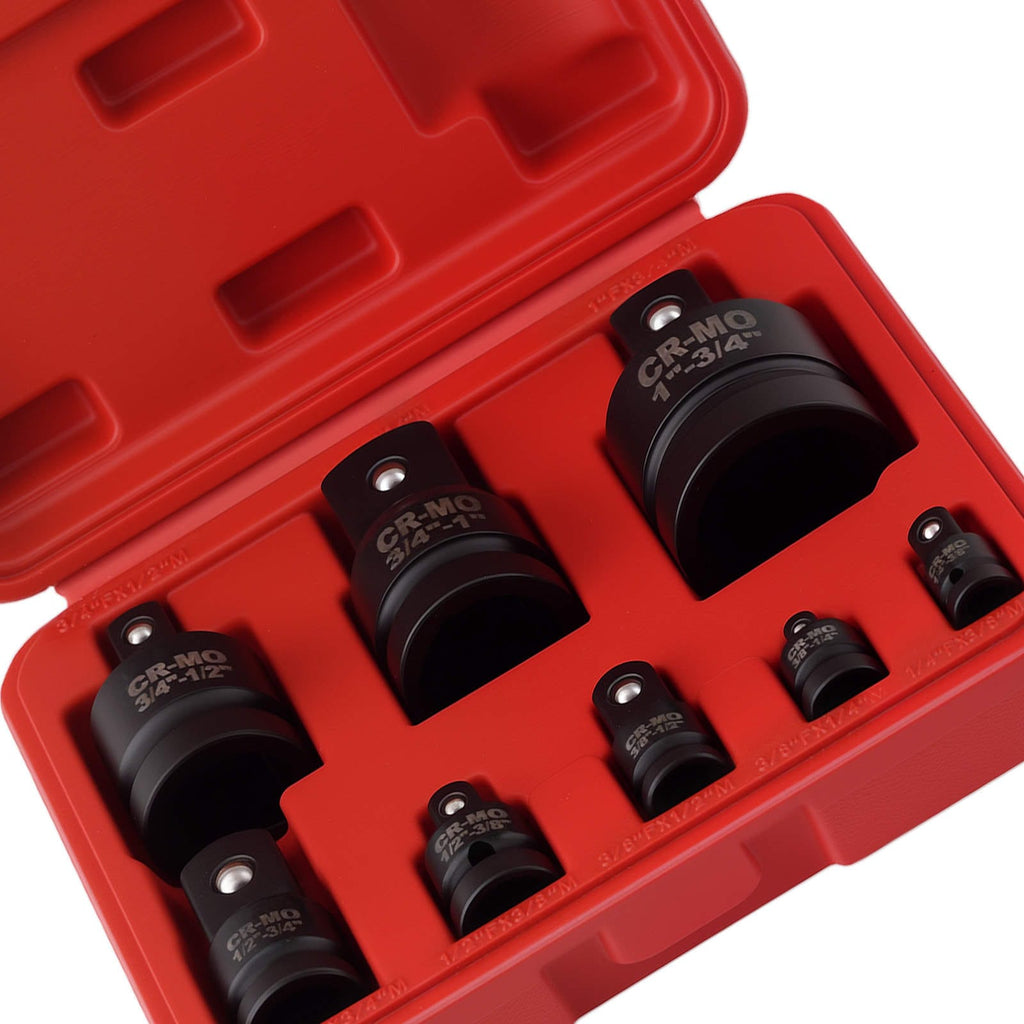 Impact Adapters 1/4 3/8 1/2 3/4 1 Cr-Mo Steel 8 Pieces With Case