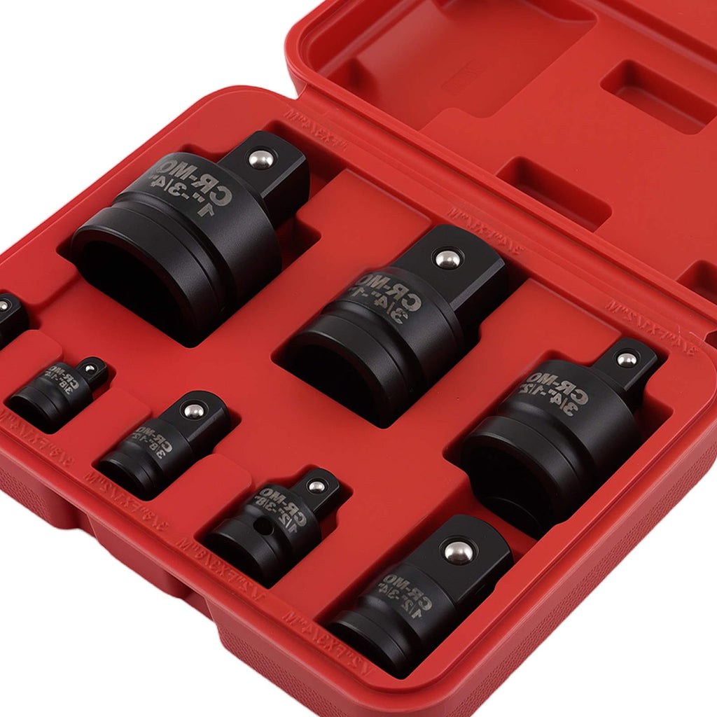Impact Adapters 1/4 3/8 1/2 3/4 1 Cr-Mo Steel 8 Pieces With Case