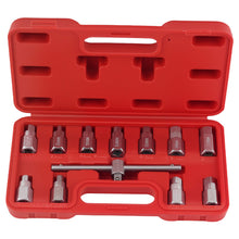 Load image into Gallery viewer, Drain Plug Socket Set 3/8 with Hex T-Bar 8-17mm 12 pieces