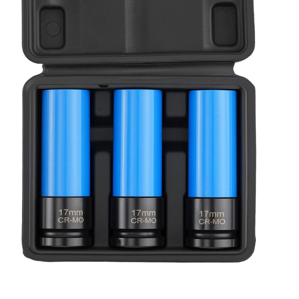 3 pieces 1/2" 17mm Impact Sockets for Manual Screwdrivers CR-MO 85mm