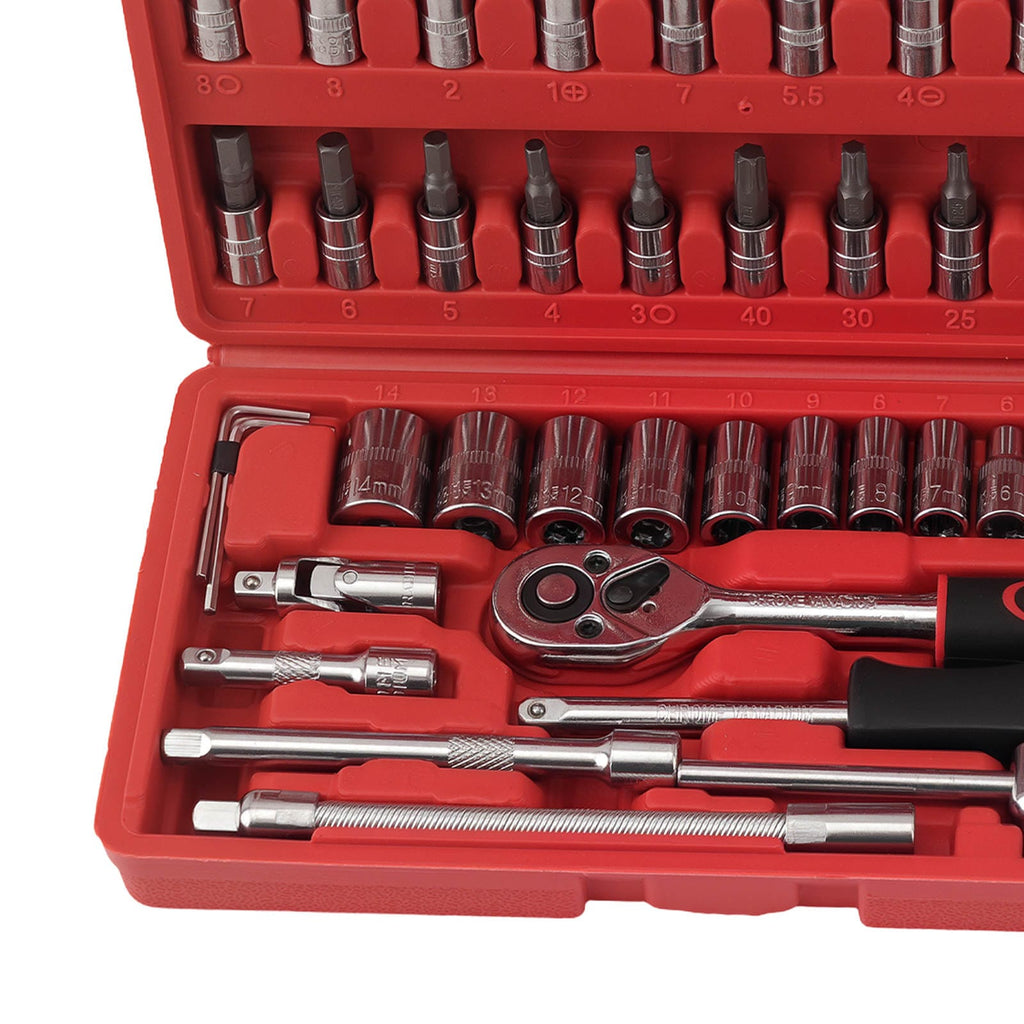 46-Stuk Gereedschap Set Ratchet Wrench met Universal Joint and Extensions