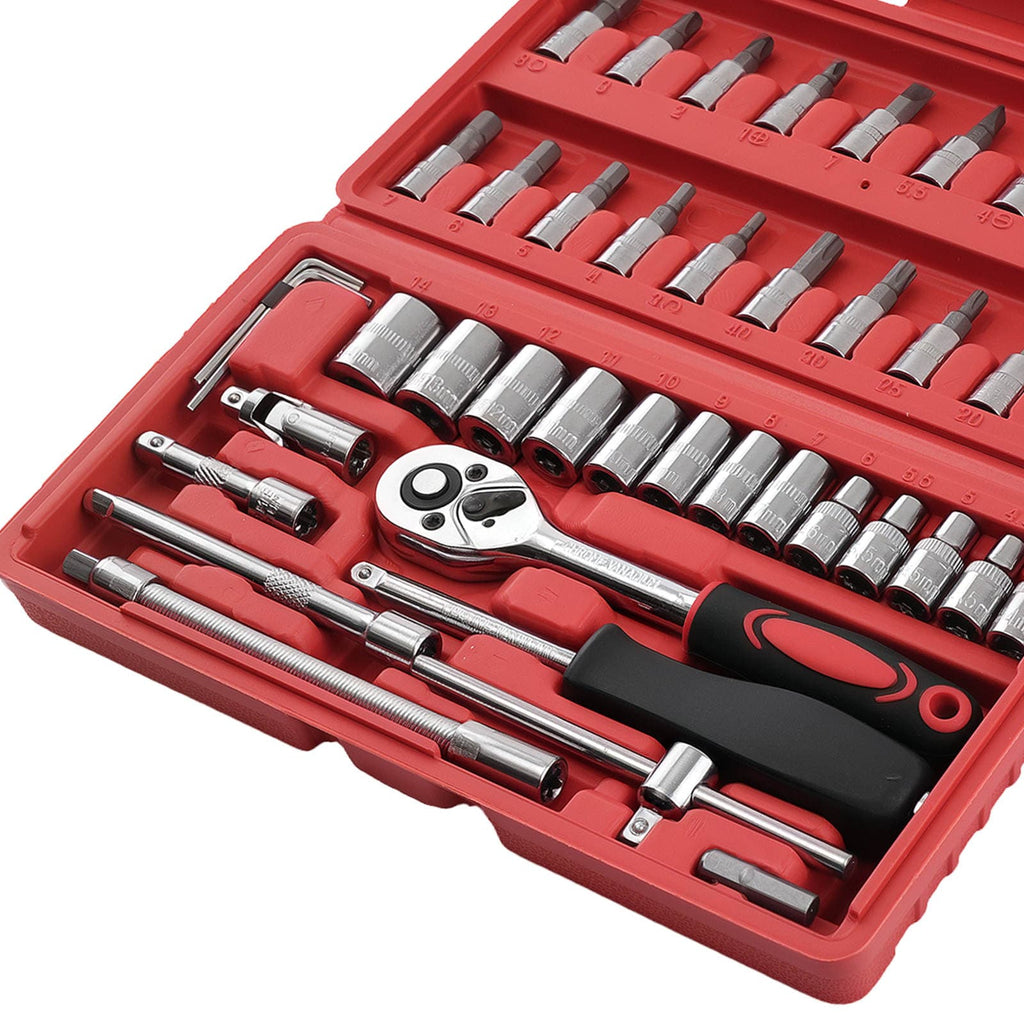 46-Stuk Gereedschap Set Ratchet Wrench met Universal Joint and Extensions