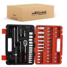 Laad de afbeelding in de galerijviewer, Set 53 Tools 1/4" DR Sockets 4-14mm Bits Ratchet Extension Case