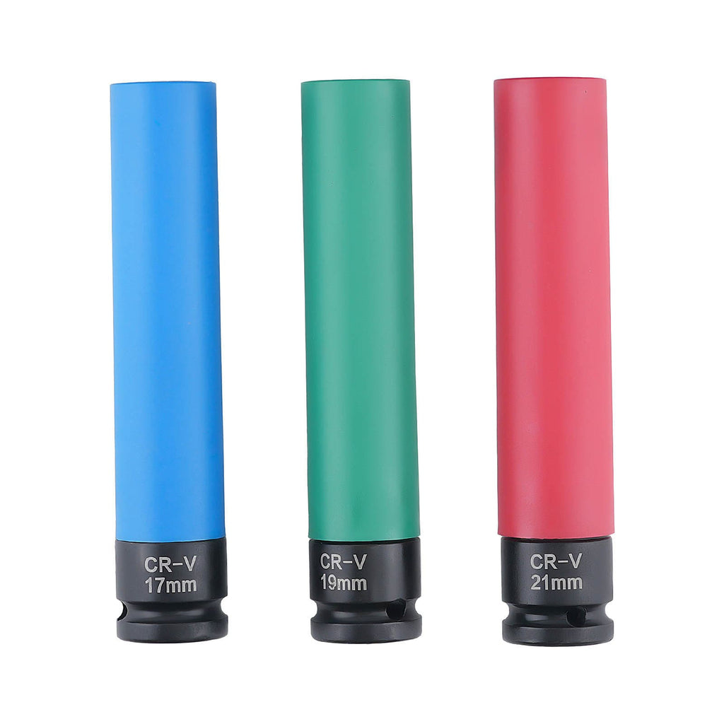3 Impact Sockets for Wheels 17 19 21mm 1/2 Inch 150mm 50bc 3 pieces