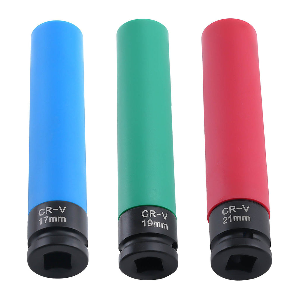 3 Impact Sockets for Wheels 17 19 21mm 1/2 Inch 150mm 50bc 3 pieces
