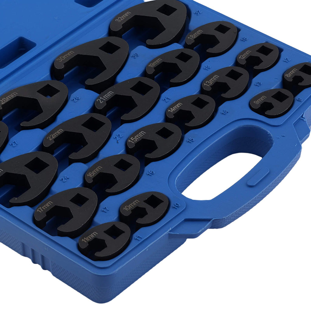 19x Crowfoot Spanner Socket Wrench Set External Square Drive 1/2 3/8