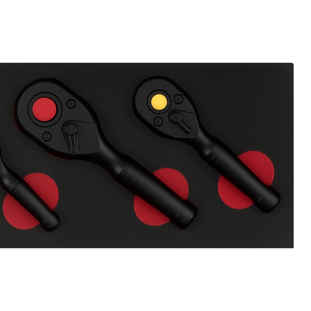 3 Pieces Stubby Ratchet Handle 3-Piece Set 1/4 3/8 1/2 Black