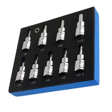 Load image into Gallery viewer, 9 Allen Keys 2-10mm Hexagonal Chrome Vanadium Steel Professional 3/8 48mm