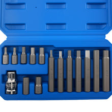 Load image into Gallery viewer, 15 Hexagon Allen Keys CRV 30/75mm H4 H5 H6 H7 H8 H10 H12 1/2" Socket