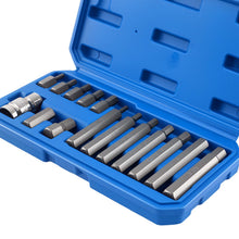 Load image into Gallery viewer, 15 Hexagon Allen Keys CRV 30/75mm H4 H5 H6 H7 H8 H10 H12 1/2" Socket