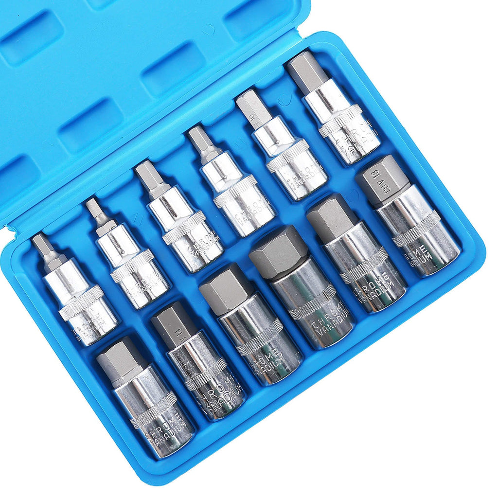 Set of 12 1/2" Hex Socket Wrenches H5-H22 Carbon Steel Quality