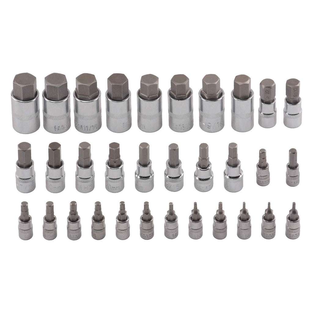 32-piece Hexagon S2 Steel Bit Socket Set Metric Imperial Case