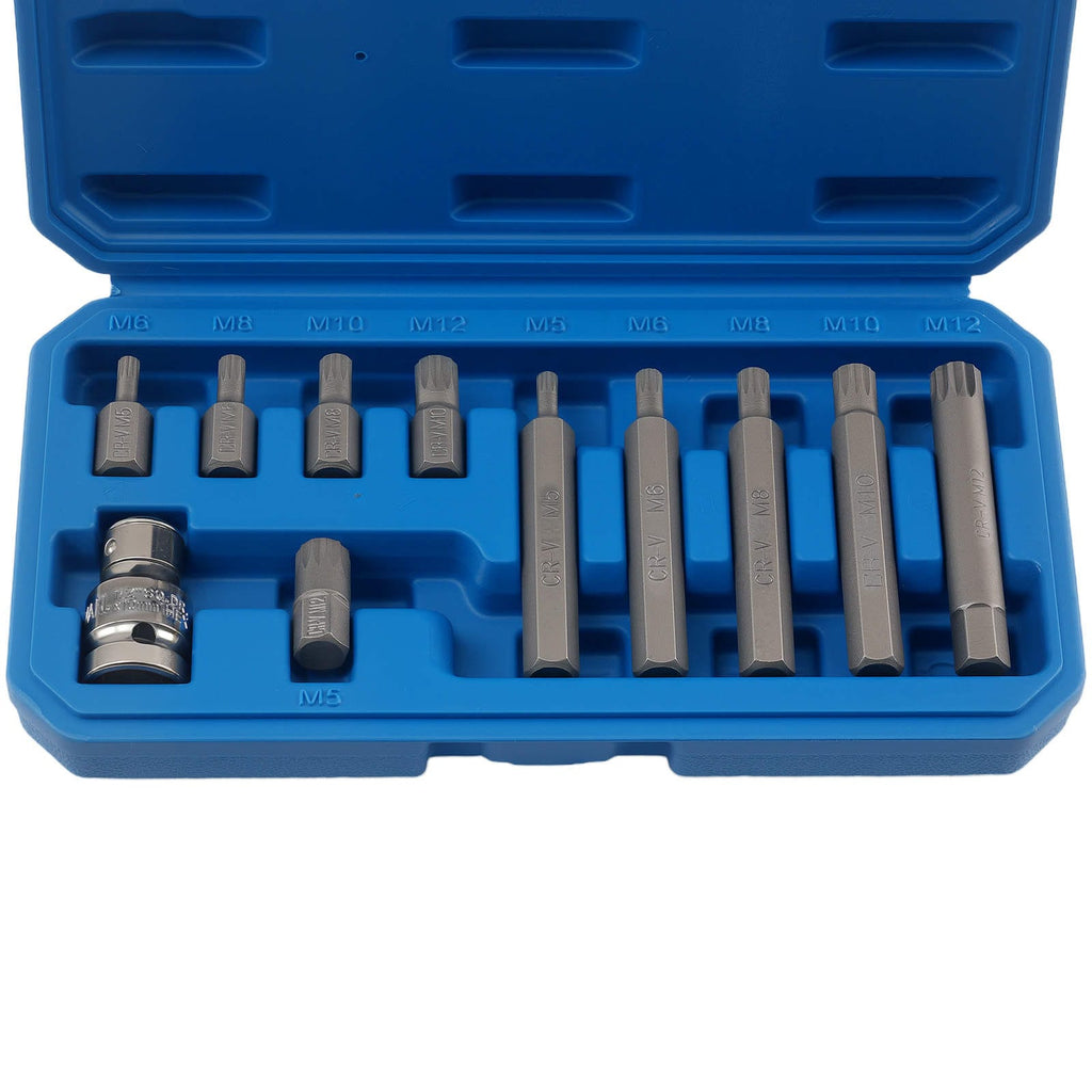 11 Stuks 12-Point Spline Bit Socket Set geschikt voor BMW Audi VW Mercedes 1/2 CRV 30/75mm