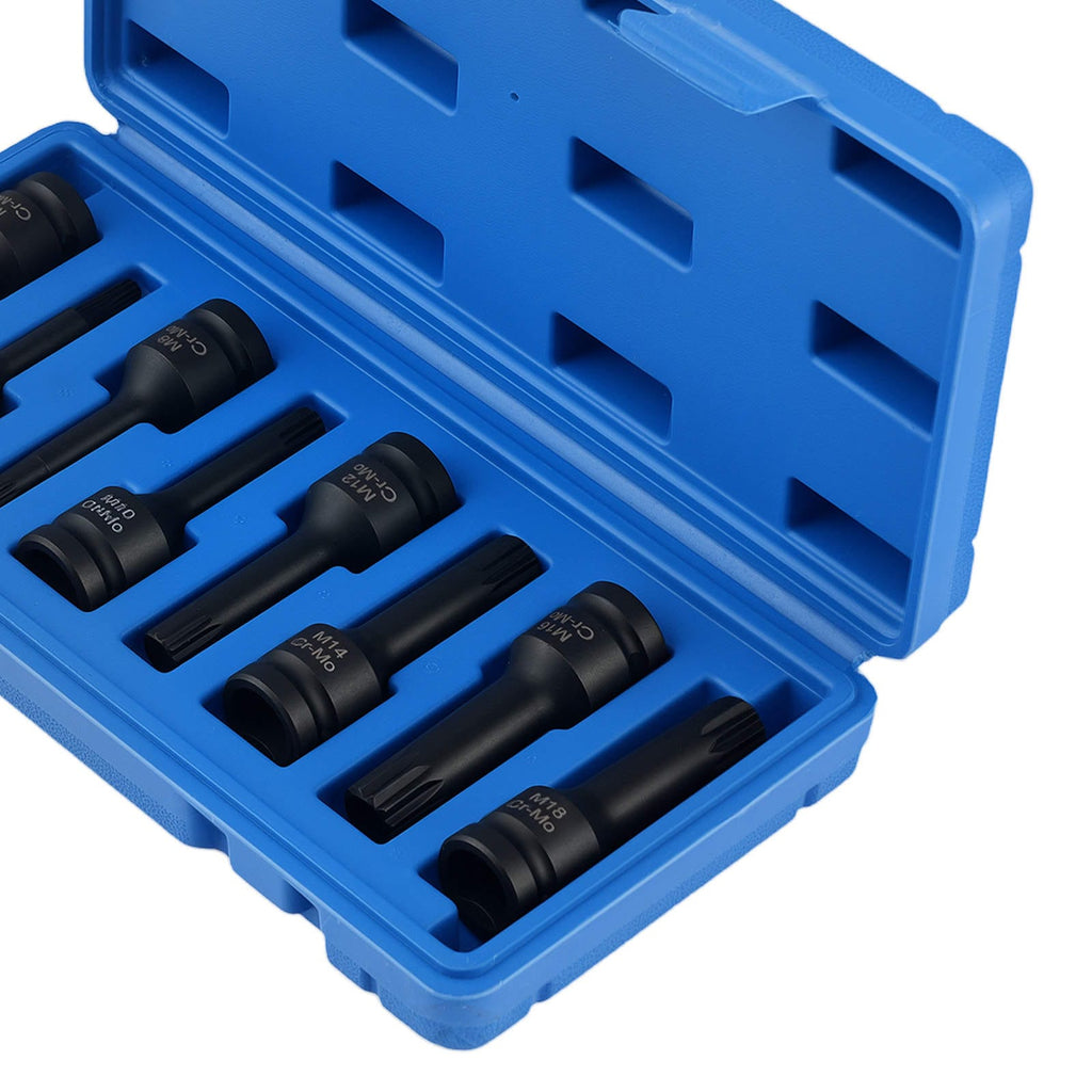 8-Stuk Fluted Sockets CR-MO voor Professional Tools