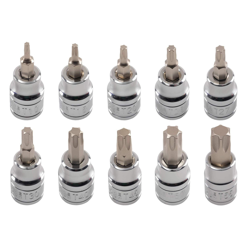 10-Stuk 3/8" Torx Socket Set T10-T55 48mm CRV voor Tools
