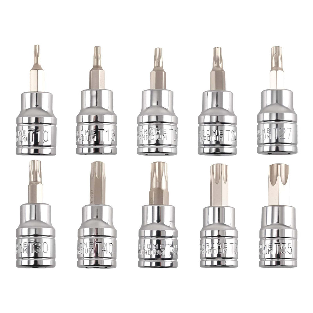 10-Stuk 3/8" Torx Socket Set T10-T55 48mm CRV voor Tools