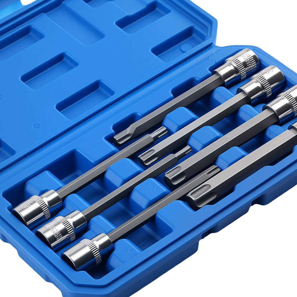 Set of 8 Long Torx Bit Sockets 3/8" Drive T25-T60 110mm Professional CRV Steel new
