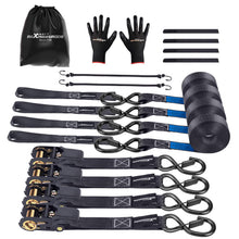 Load image into Gallery viewer, 4x Ratchet Straps with Hooks Tie Down Straps Lorry 997kg 4.5m Black