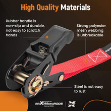 Load image into Gallery viewer, 4x Ratchet Straps with Hooks Lashing Straps Tie Down Strap Truck 997kg 4.5m Red