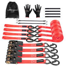 Load image into Gallery viewer, 4x Ratchet Straps with Hooks Lashing Straps Tie Down Strap Truck 997kg 4.5m Red