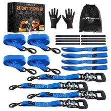 Load image into Gallery viewer, 4x Ratchet Tie Down Straps with Hooks Lashing Straps Tie Down Strap 5208 lb 2.4m Blue