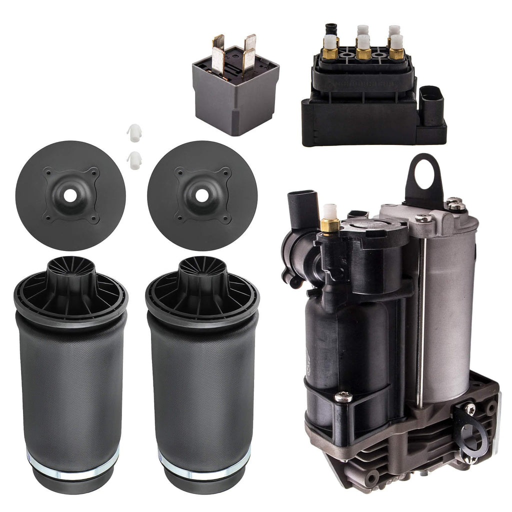 2x achter Luchtveer + Compressor met Klep Block geschikt voor Mercedes ML GL W164 X164