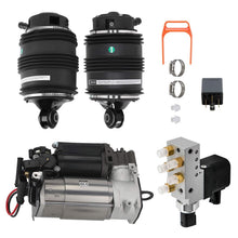 Laad de afbeelding in de galerijviewer, 2x achter Luchtveer 3-Pin + Compressor + Klep Block geschikt voor Mercedes E-Klasse W211