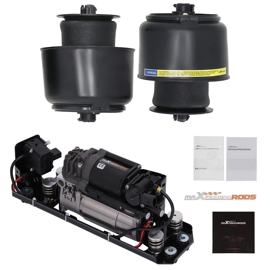 2x achter Luchtveer balg + Luchtveringcompressor + Klep Block geschikt voor BMW 5 Serie F11 F07