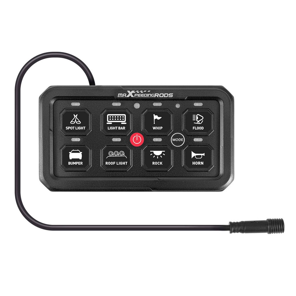 8-Gang Switch Panel for Pickup Truck Offroad 4x4 12V-24V Black Aluminum