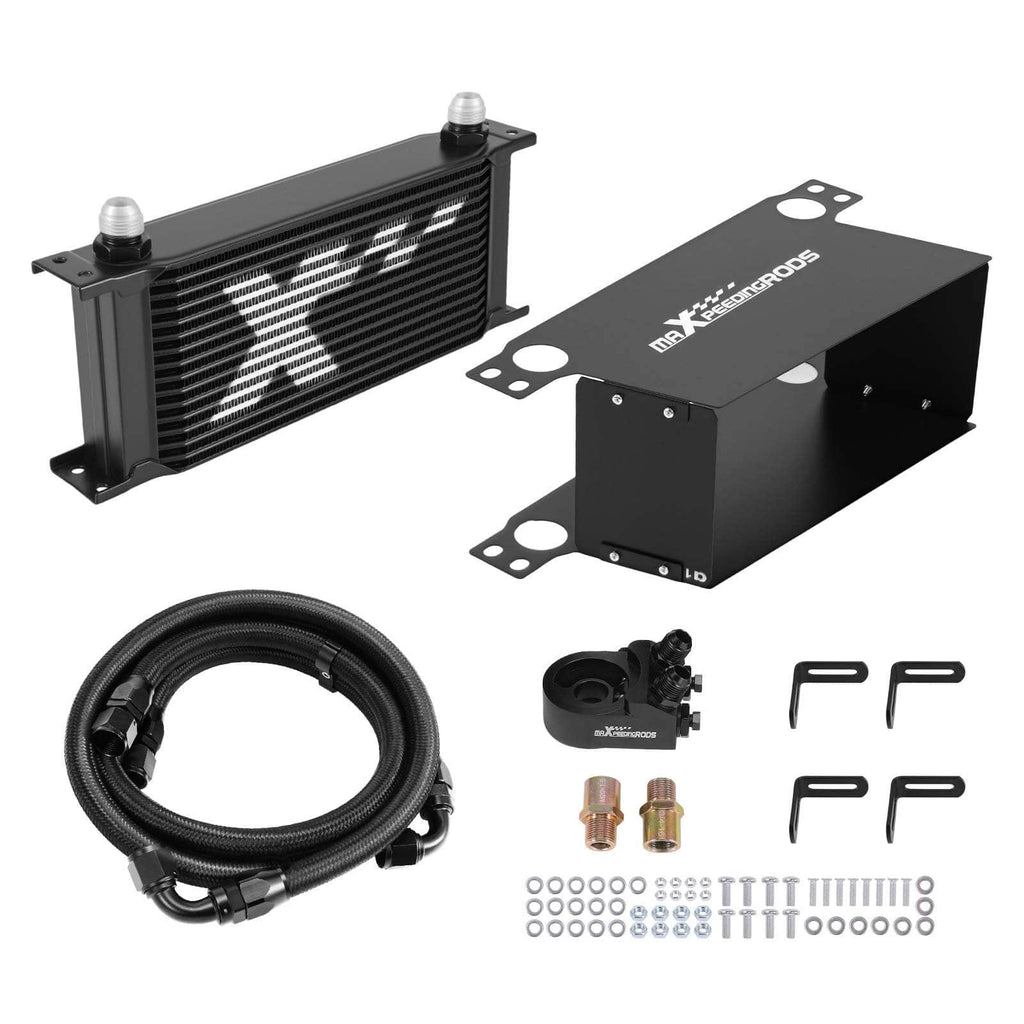 Oliekoeler kit universeel 16-rijen AN10 aluminium met thermostaat