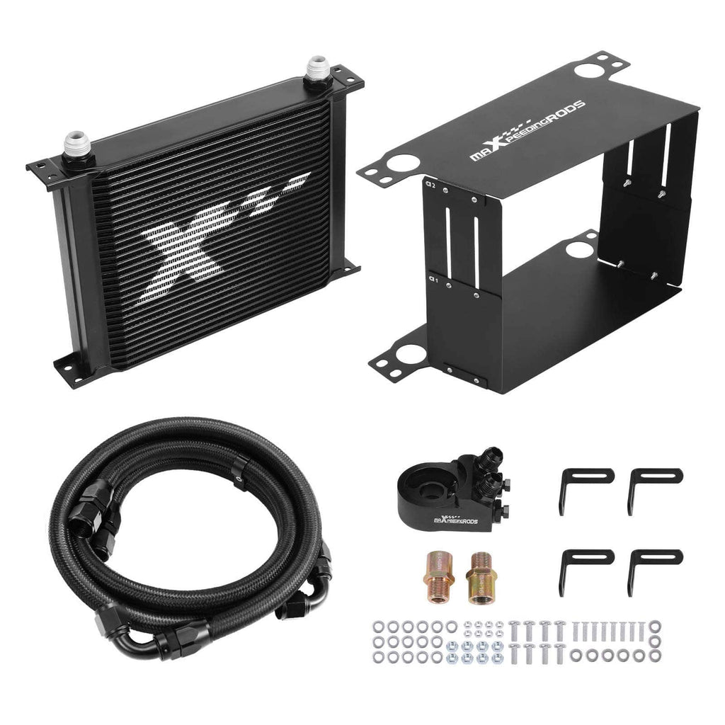 Oliekoeler kit universeel 30-rijen aluminium AN10 met thermostaatadapter