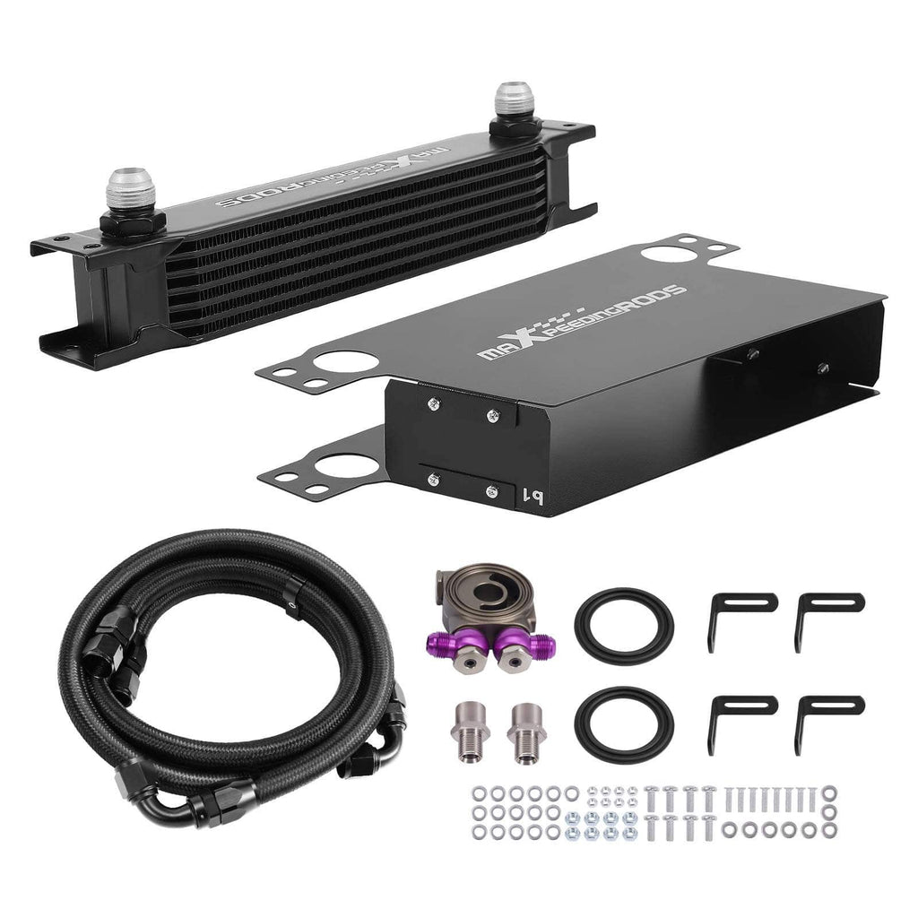 Oliekoeler kit universeel 7-rijen AN10 met thermostaat-sandwichadapter
