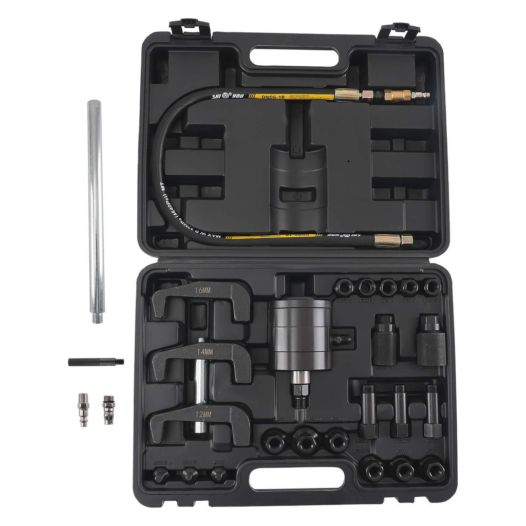 Professional Pneumatic Diesel Injector Puller met 19 Adapters